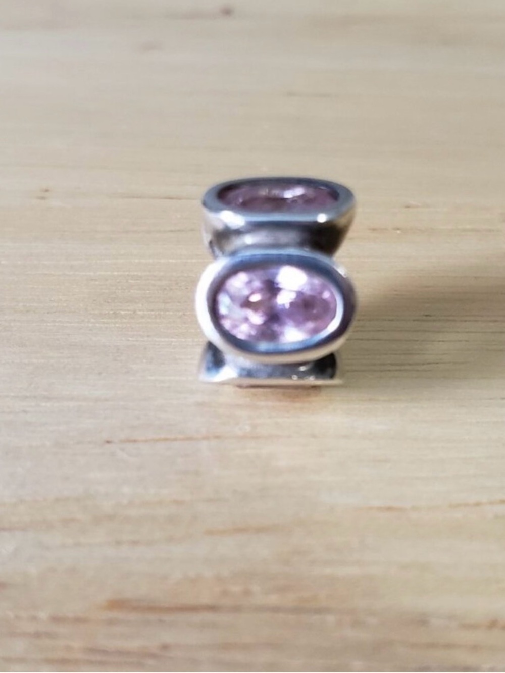 Pandora Silver Spacer Bead with Light Pink Stones
